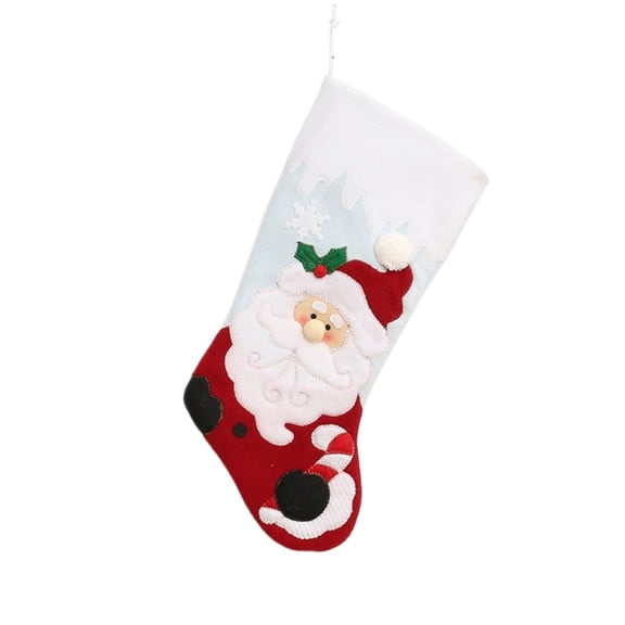 Christmas Stockings with 2D Santa Claus Pattern for Holiday Party Winter Home Xmas Tree Decor
