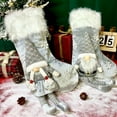 thumbnail image 1 of Christmas Stockings with Gnome, 18 Inches Large Velvet Faux Fur Christmas Stocking for Family, Xmas Holiday Party Gifts & Decoration for Fireplace, 1 of 4