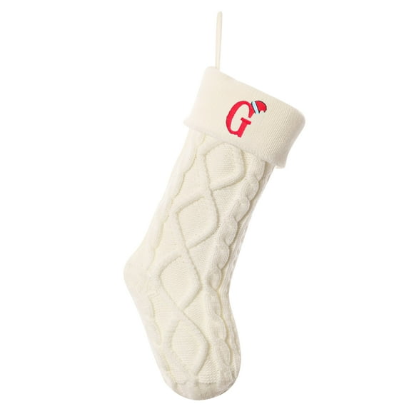 Christmas Stockings with Initials,Embroidered Monogram Knitted Christmas Stocking,18'' Xmas Stockings Gifts Set for Family Christmas Decoration