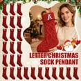 thumbnail image 1 of Christmas Stockings with Initials Letter Knit Xmas Stocking for Family Xmas Holiday Party Gifts Decoration for Fireplace J Red 18 In, 1 of 7