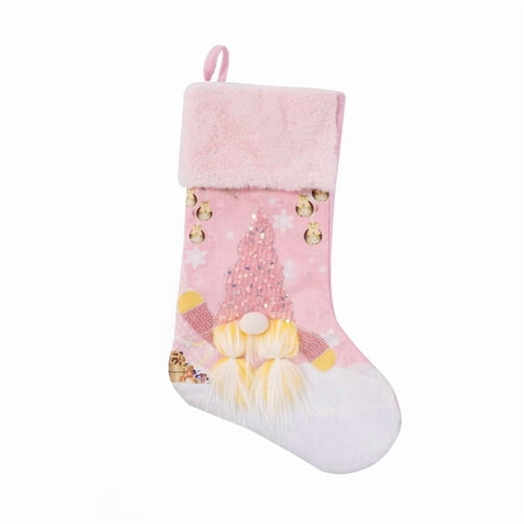 Christmas Stockings with LED Light 19" 3D Plush Swedish Gnome Stocking Decor