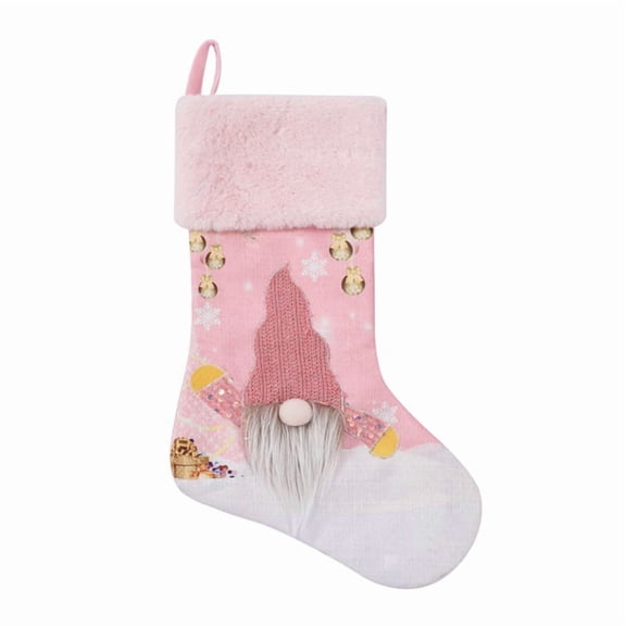 Christmas Stockings with LED Light 19" 3D Plush Swedish Gnome Stocking Decor
