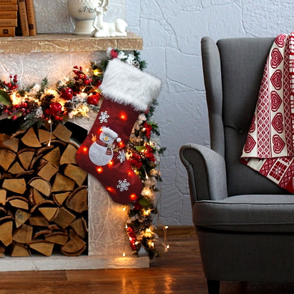 Christmas Stockings with LED lights, 18 Inches Kids Gift Socks for Christmas, Battery Powered Sparkly Sequins Xmas Party Mantel Tree Decoration