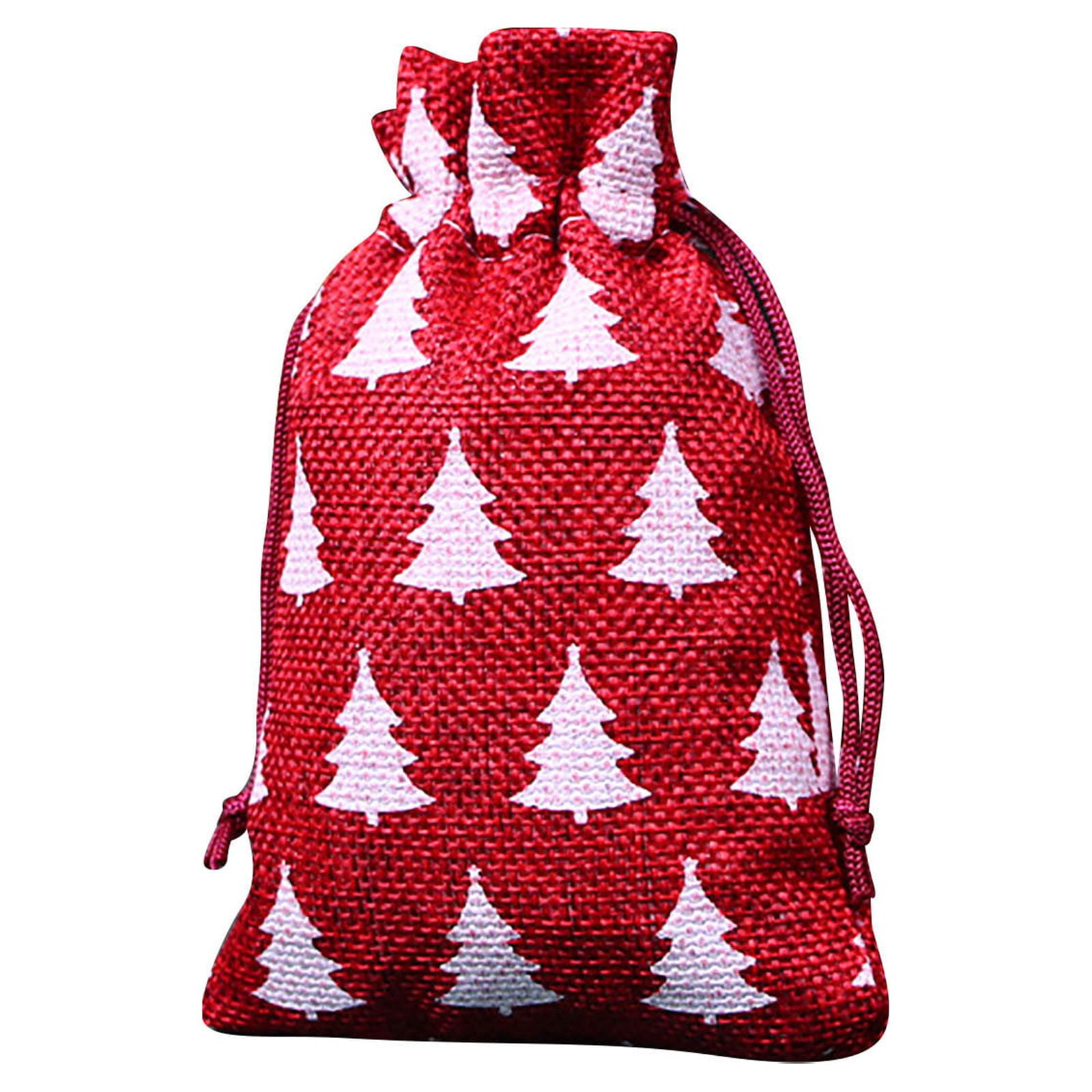 Christmas Storage Bags with Zipper Christmas Drawstring Pocket Snowflake Cotton Linen Gift Bag