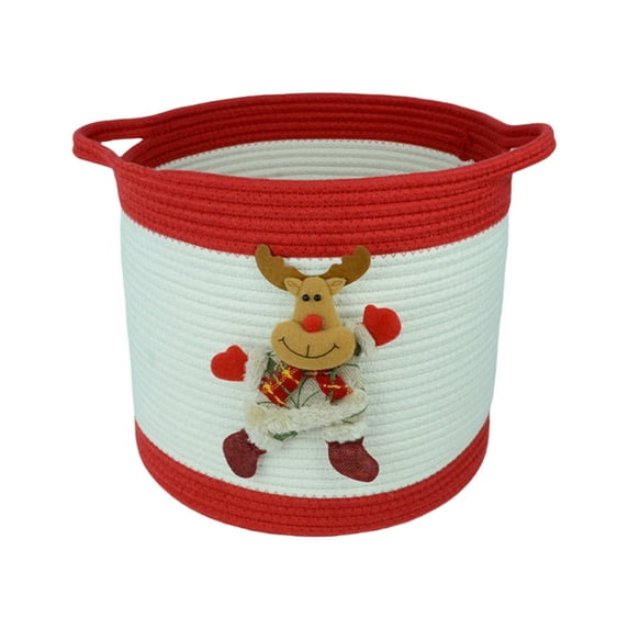 Christmas Storage Basket Round Rope Handmades Storage Basket Portable Storage Bucket Foldable Dirty Clothes Basket