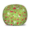 thumbnail image 1 of Christmas Storage Toy Bag Chair, Xmas Cartoon Style Pattern Snowman Trees Birds Hat Print, Stuffed Animal Organizer Washable Bag, Large Size, Apple Green Red, by Ambesonne, 1 of 3