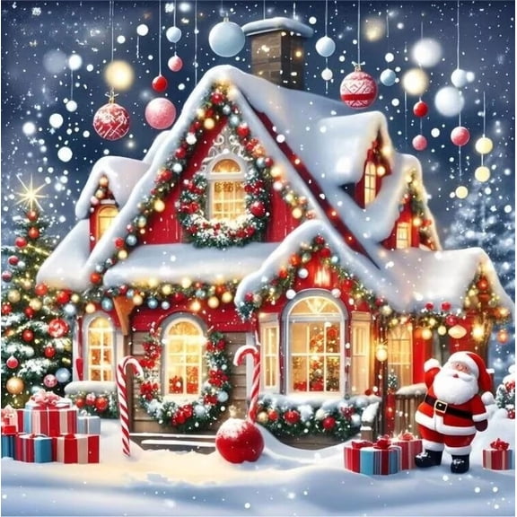 Christmas Store Diamond Art Kits for Adults, Christmas Diamond Painting Kits for Beginners,5D Full Drill Diamond Dots Gem Craft Art Home Wall Decor 8x12 Inch