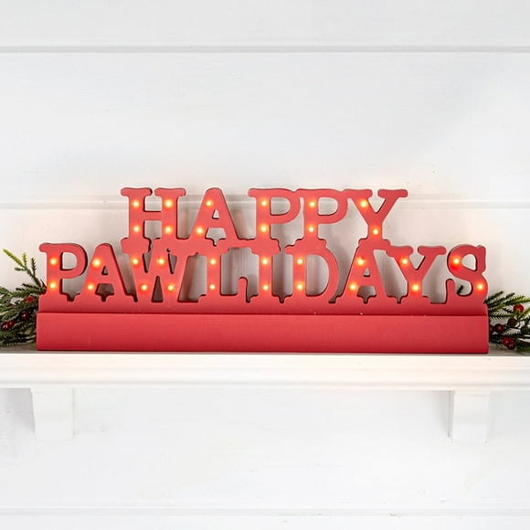 Lighted Happy Pawlidays Plaque