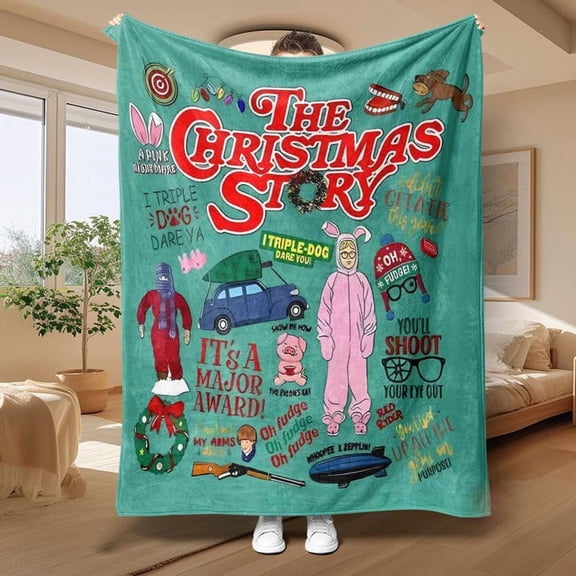 Christmas Story Flannel Throw Blanket, Soft Warm Holiday Decor, Essential Home Item, Perfect Gift for Christmas, Cozy Winter Bedding