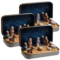 Christmas Story Gift Set With Figurines Environmentally Safe Bethlehem Scene for Seasonal Home Styling In a Tin Box