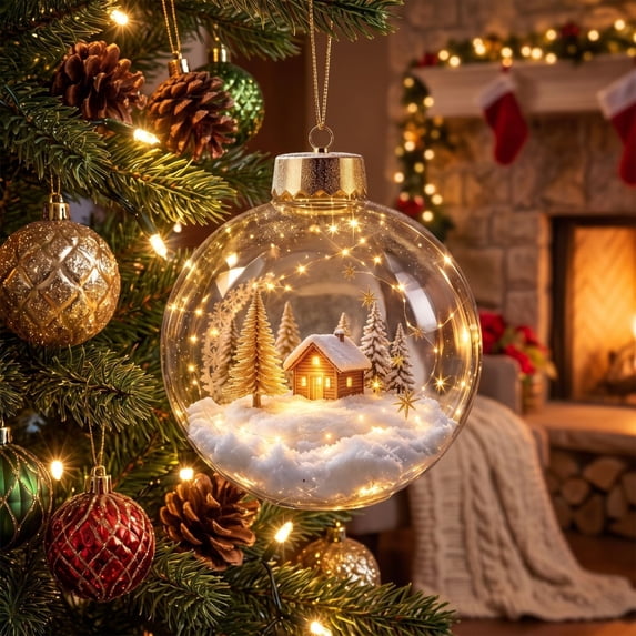 Christmas Story Ornament Ball,with Warm LED Light-Up for Christmas Tree Decor.