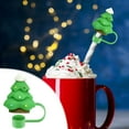 thumbnail image 1 of Christmas Straw Covers Cap 10mm 4pcs, silicone cute holiday straw toppers and reusable tip lids for tumblers and party cups to protect beverages with festive style, 1 of 5