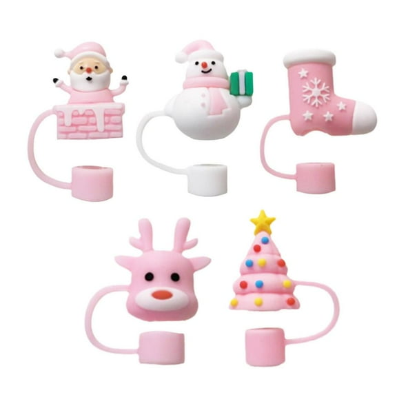 Christmas Straw Covers * Reusable Silicone Straw HOTUS Toppers For Cup G0C4