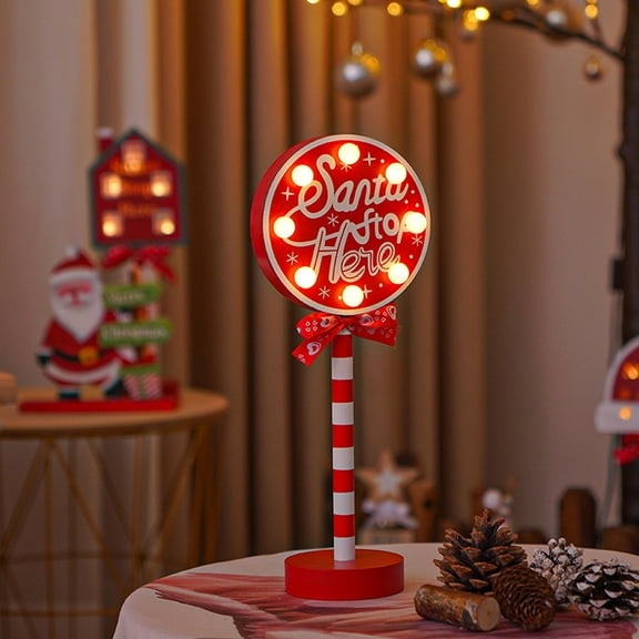 Christmas Street Sign Decorative Lights, Wooden Holiday LED Lights for Window, Desktop, Dining Table, Living Room, Bedroom, Terrace Christmas Decor