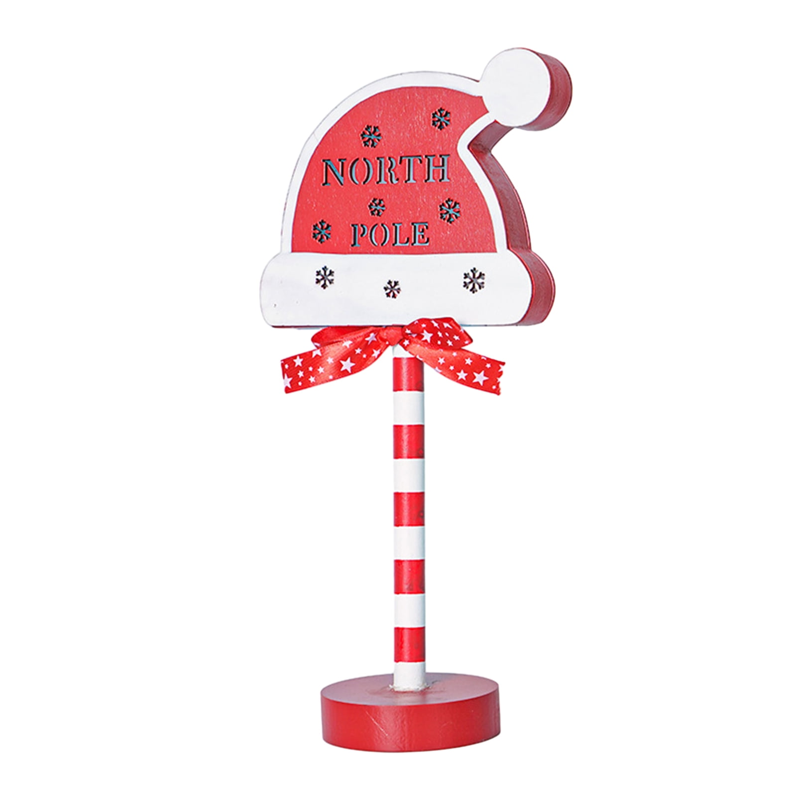 Christmas Street Sign Light with Bowknot Features Santa Stop Here and
