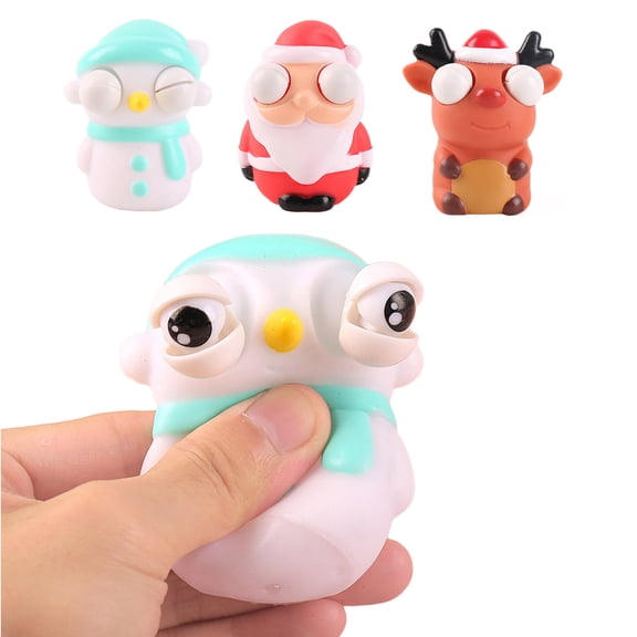 Christmas Stress Relief Toys Squeezing Snowman with Popping Out Eyes, Soft Material for Adults and, Office Home School Use, 1 Piece