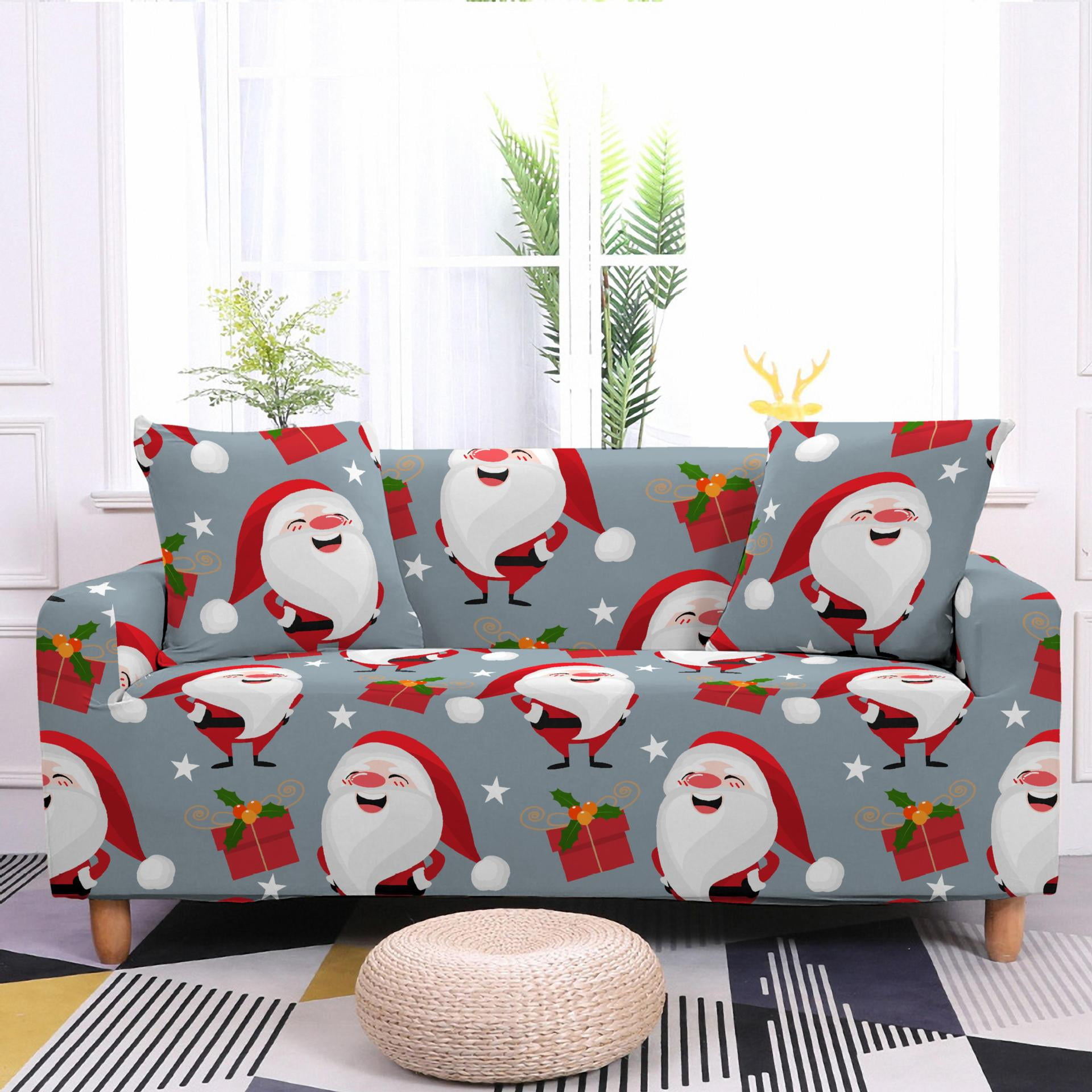 Christmas Stretch Sofa Cover Couch Slipcover with Separate Cushion ...