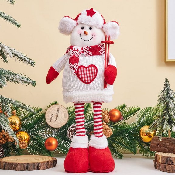 Christmas Stretchable Santa Claus Doll Knitted Sweater Long Leg Santa Figure Window Decoration Mantel Display Holiday Decor Festival Atmosphere Gift Idea Christmas Home Accent