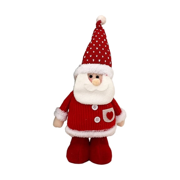 Christmas Stretchy Knit Red Plush Doll Decoration for Festive Window Display Tabletop Props Xmas Tree Ornament Seasonal Party Home Decor Accessories