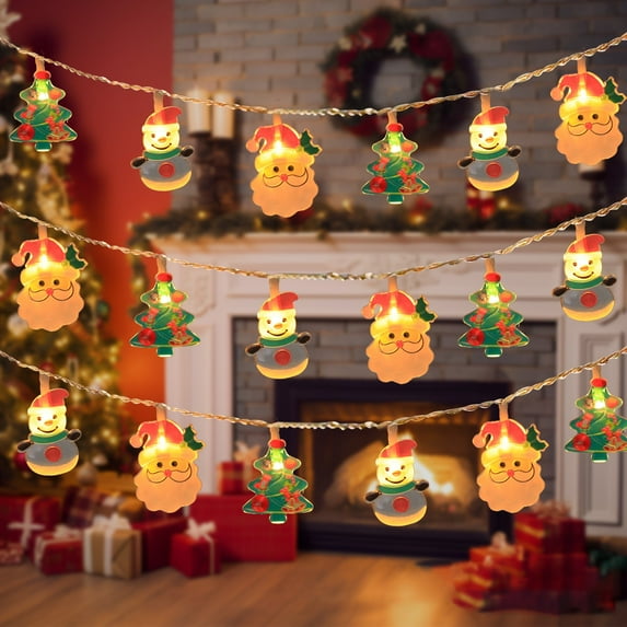 Christmas String Lights,10 Ft 20 LED Snowman Santa String Lights Xmas Tree Lights, Waterproof Fairy Christmas Lights,Battery Operated,for Indoor Outdoor Christmas Decoration