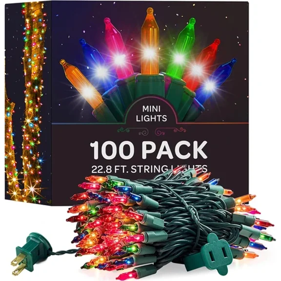 Christmas String Lights [100 Set] 25 Ft Multi-Colored Christmas String Lights, F