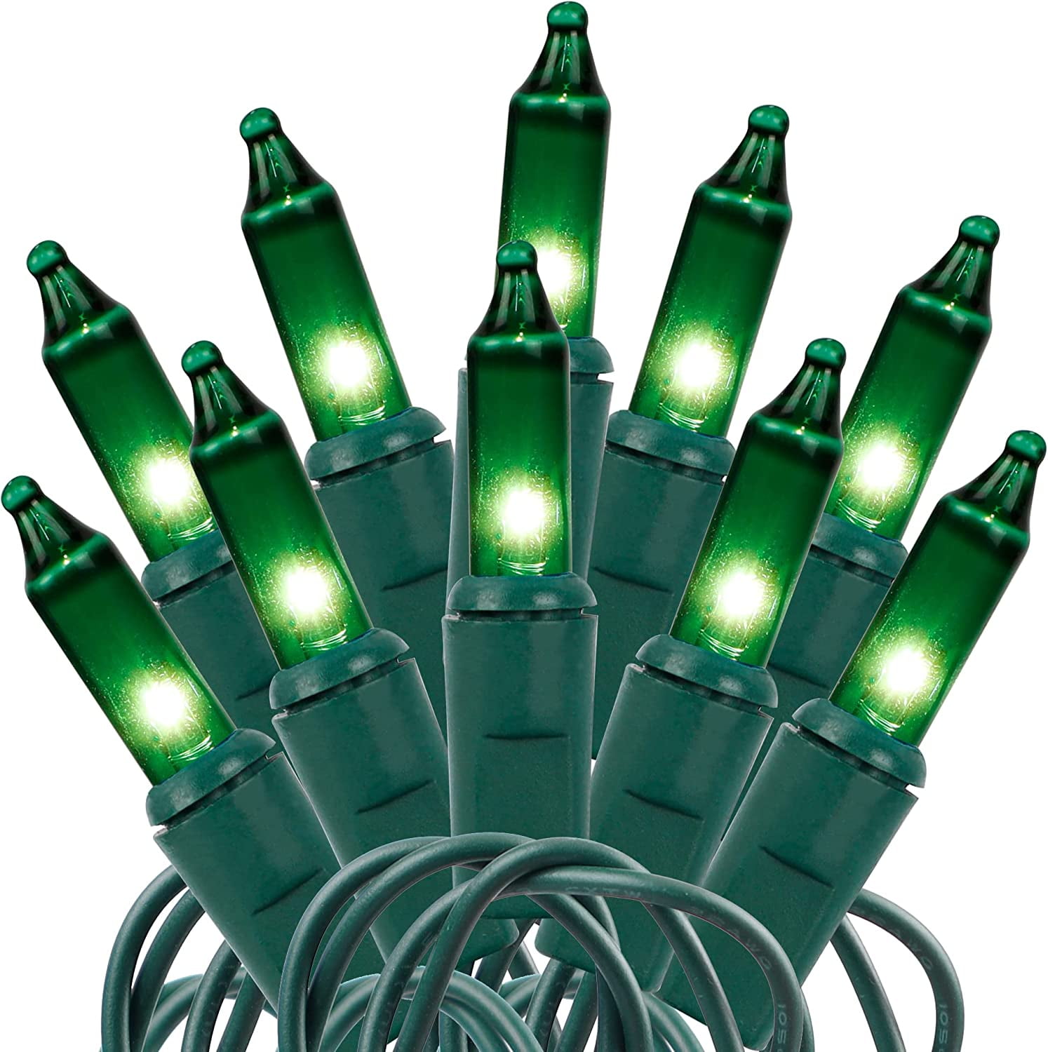 Christmas String Lights, 16.4ft 50 Count Incandescent Green Wire Fairy