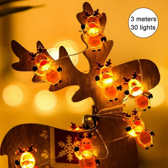 Elk Christmas String Lights, 10 Feet 30 LED String Lights Copper Wire Light Combination, DIY Lights Decorations for Indoor Outdoor Decor Home Garden Wedding Party Xmas Tree
