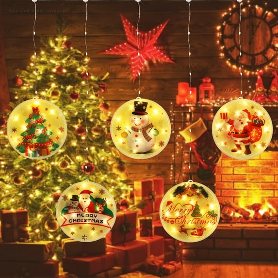5 LEDs Christmas String Lights, 3D Decorations Hanging Lights, USB Powered