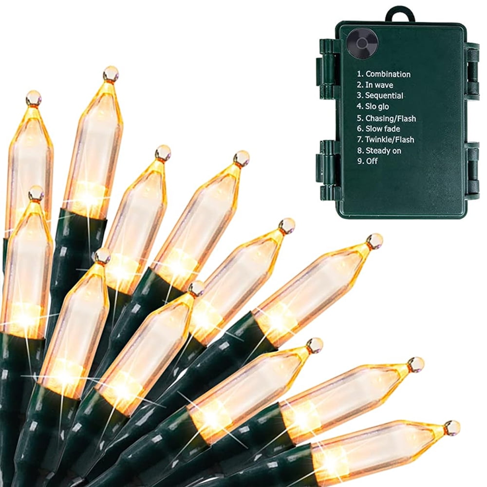 Christmas String Lights, 50ct 16ft Incandescent Christmas Lights with 8