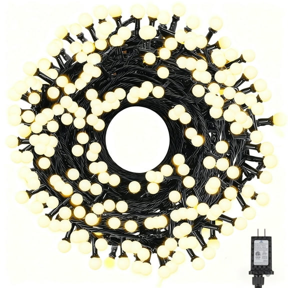 TGXCF 49ft 300 LED Christmas Lights Outdoor Indoor Black Wire Twinkle Christmas Tree String Lights, Warm White