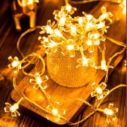 Decorative Flower String Lights Plug in for Bedroom, Connectable 33ft 100 LED Soft Cherry Blossom Fairy Light for Patio 