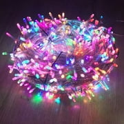 Christmas String Lights Indoor Outdoor, 33FT 100 LED Extendable Clear Wire 8 Modes Twinkle Fairy String Lights Plug in for Christmas Tree Holiday Party Garden Decorations Multicolor