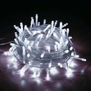Christmas String Lights Indoor Outdoor, 33FT 100 LED Extendable Clear Wire 8 Modes Twinkle Fairy String Lights Plug in for Christmas Tree Holiday Party Garden Decorations Cold White