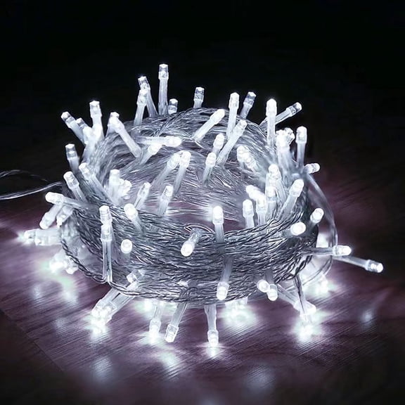 Christmas String Lights Indoor Outdoor, 33FT 100 LED Extendable Clear Wire 8 Modes Twinkle Fairy String Lights Plug in for Christmas Tree Holiday Party Garden Decorations
(Cold White)