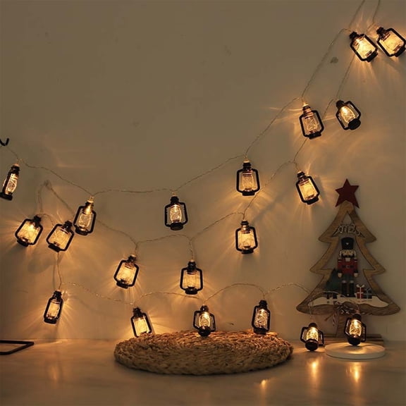 Christmas String Lights LED Light String Chinese Linen Cylindrical Light Room Courtyard Christmas Vibes Decoration String Light Christmas Decor