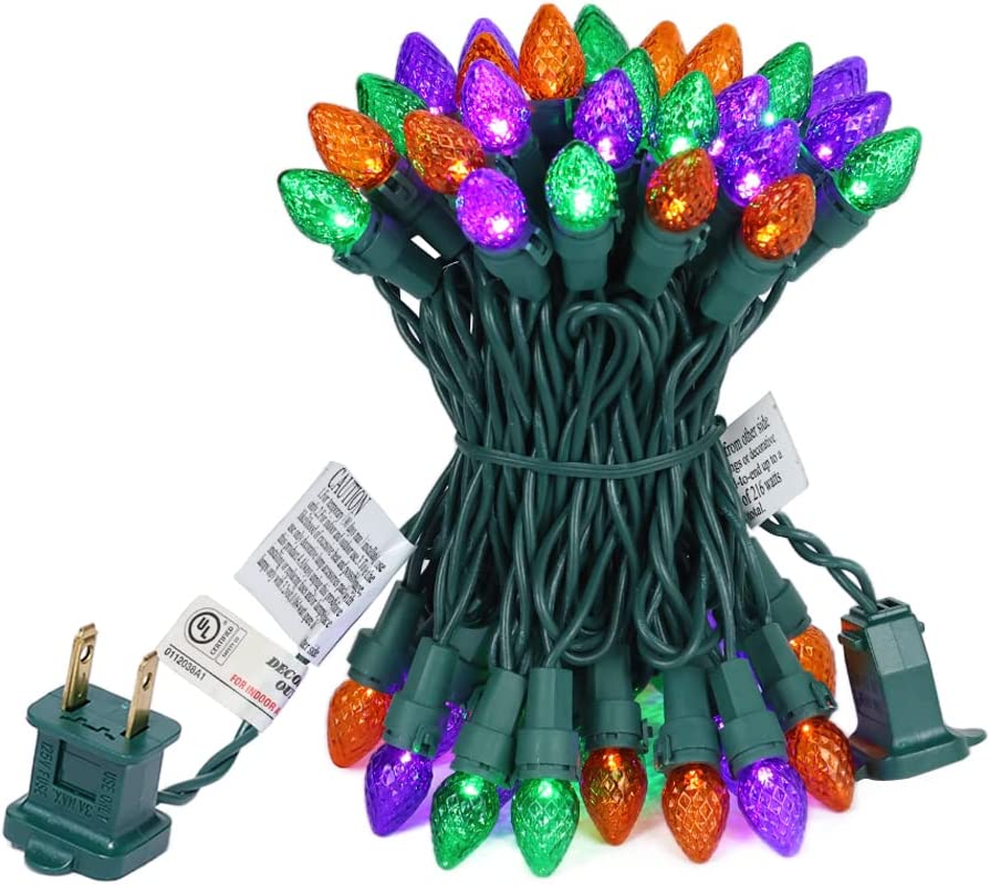 Christmas String Lights LED MultiColor Glass C3 Lights, 50 Count