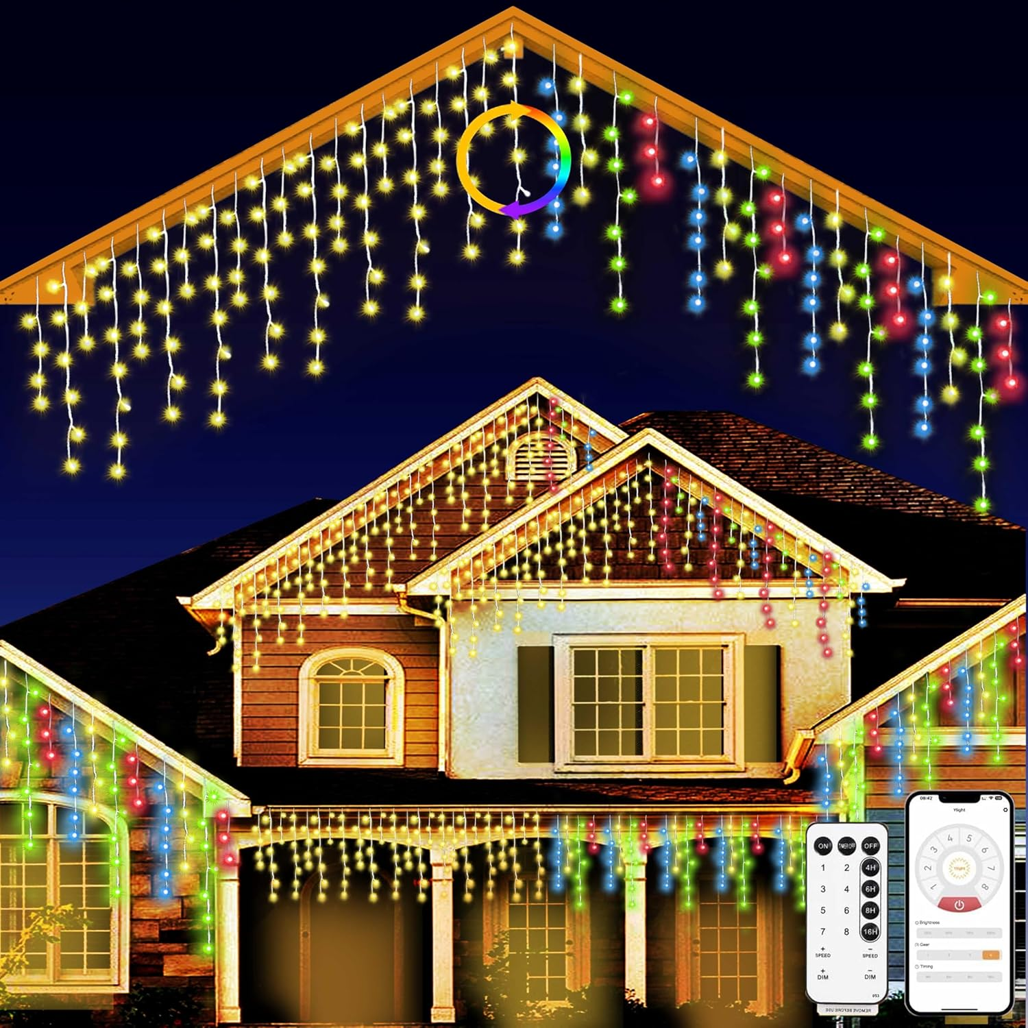 Christmas String Lights Outdoor - 131Ft/40M 1680 LED 8 Modes with Remote Control and App Waterproof Christmas Lights for Patio Yard Garden Wedding Party-Warm White to Multicolor