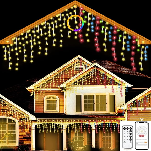 Christmas String Lights Outdoor - LED Modes with Remote Control and App Waterproof Christmas Lights for Patio Yard Garden Wedding Party