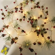 AUPERTO Christmas String Lights, Pinecone Bell Red Berry Garland with Lights Battery Operated Fairy String Lights for Christmas Decorations, Holiday, Party, Wedding, Patio, Garden, Thanksgiving