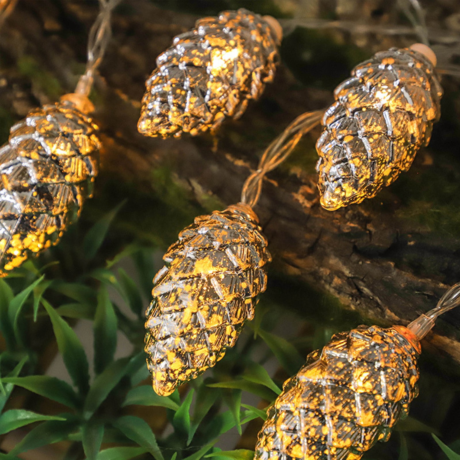 Christmas String Lights Pinecone Shaped LED Lights Xmas Tree Ornaments