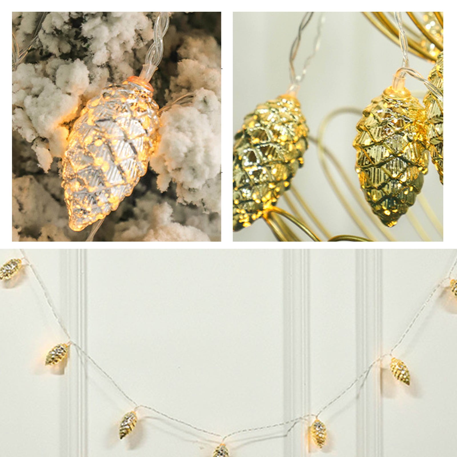 Christmas String Lights Pinecone Shaped LED Lights Xmas Tree Ornaments