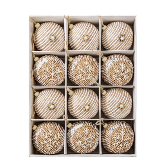 Christmas String Wrapped Ball Ornament Set For Tree Decoration