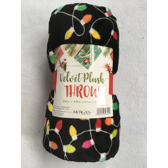 Christmas String of Lights Velvet Plush Blanket Throw