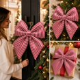 thumbnail image 1 of Christmas Stripe Wreath Bows, Large Sequin Striped Bow Wreath Decor, 34cm Sparkly Glitter Bow Ornament, for Front Door Party Yard Doorway Indoor Outdoor Wall Decoration, 1 of 6