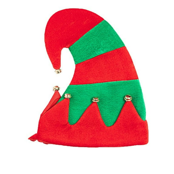 Christmas Striped Elf Felt Hat for Adult Unisex Color Block Holiday Cap for Party Green Free Size