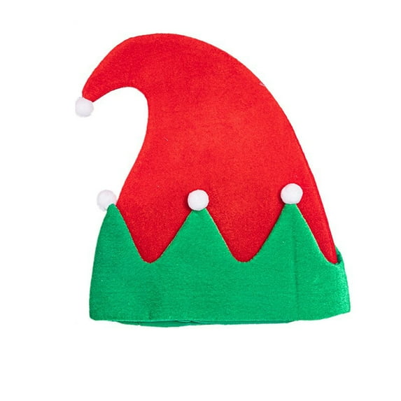 Christmas Striped Elf Felt Hat for Adult Unisex Color Block Holiday Cap for Party Red Free Size