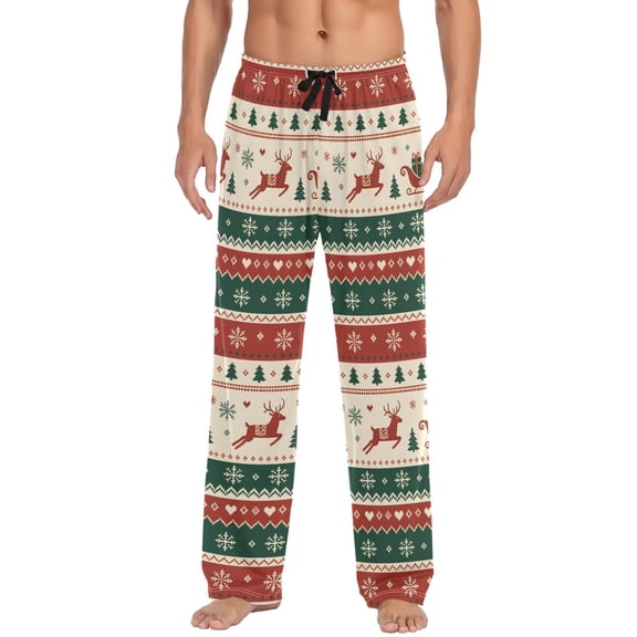 Christmas Striped Men's Pajama Pants Lightweight Pjs Bottoms Sleepwear Bottom Pants with Pocket Drawstring
