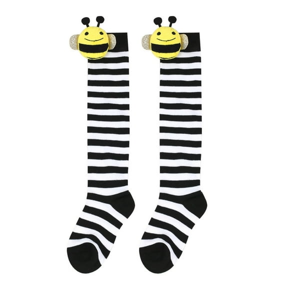 Christmas Striped Over The Knee Socks Honeybee Stockings Cartoon Thigh High Stockings Cute Long Tube Stockings