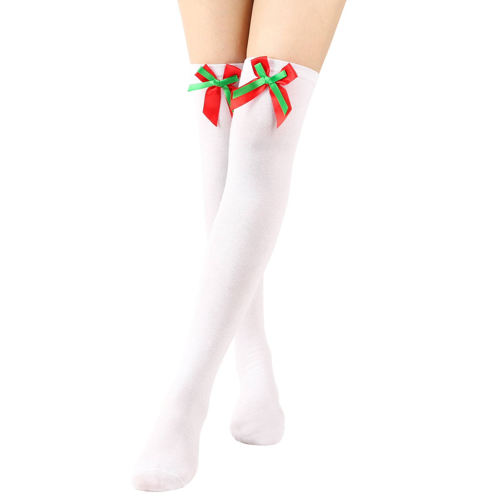 Little Girl Christmas Thigh High Socks Striped Print Teen Girls Over The Knee Long Socks With Bowknot - View #6