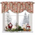 thumbnail image 1 of Christmas Stripes Tie Up Valances Curtain, Bell Flower Stars Snowflakes Linen Adjustable Rod Pocket Short Window Treatment Tie Up Curtains Valances for Kitchen Living Room Bathroom 60x18 Inches, 1 of 9